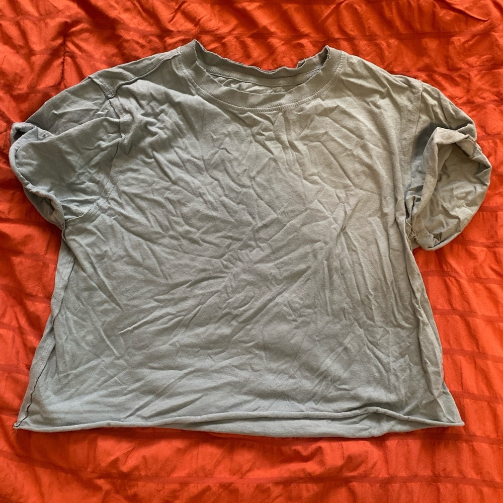 Free People Light Blue Crop Tee